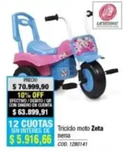 Rio Shop Deco Unibike triciclo moto zeta nena oferta