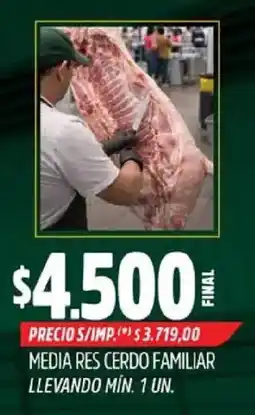 Supermercados Yaguar Media res cerdo familiar oferta