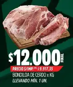 Supermercados Yaguar Bondiola de cerdo oferta