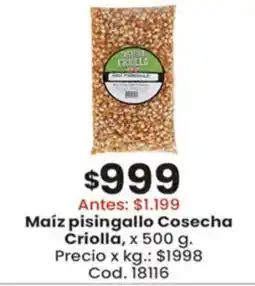 Coto Criolla maíz pisingallo cosecha oferta