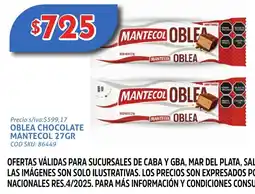 Supermercados Yaguar Mantecon Oblea chocolate oferta