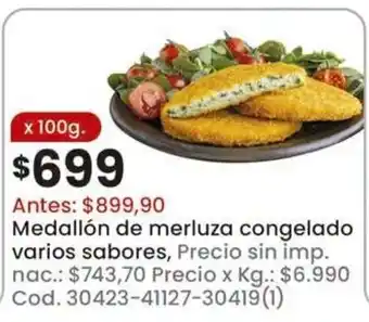 Medallón de merluza congelado varios sabores