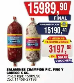 Maxiconsumo Champion salamines pic. fino y grueso oferta