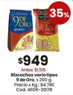 Coto 9 de oro bizcochos vario tipos oferta