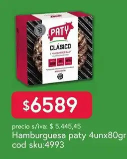 Supermercados Yaguar Paty hamburguesa clásico oferta