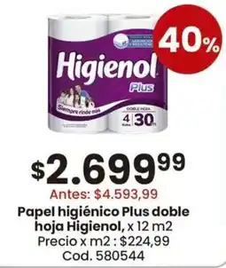 Coto Higienol papel higiénico plus doble hoja oferta