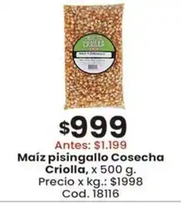 Coto Criolla maíz pisingallo cosecha oferta