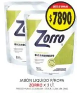 Supermercados Becerra Zorro jabón liquido p/ropa oferta