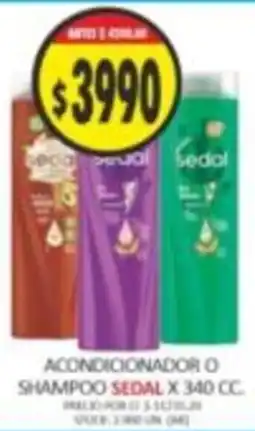 Supermercados Becerra Sedal acondicionador o shampoo oferta