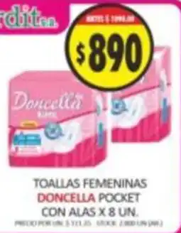 Supermercados Becerra Doncella toallas femeninas pocket oferta