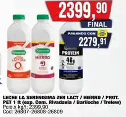 Maxiconsumo La serenisima leche zer lact/hierro / prot. pet oferta