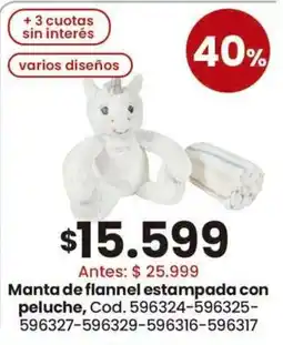 Coto Manta de flannel estampada con peluche oferta