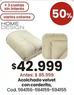 Coto Home design acolchado velvet con corderito oferta