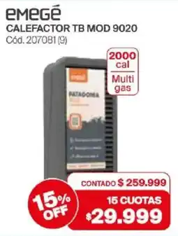 Naldo Lombardi Emegé calefactor tb mod 9020 oferta