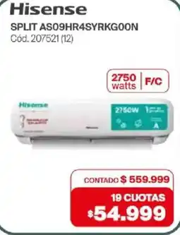 Naldo Lombardi Hisense split as09hr4syrkg00n oferta