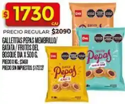 Supermercados DIA Dia - galletitas pepas membrillo batata / frutos del bosque oferta