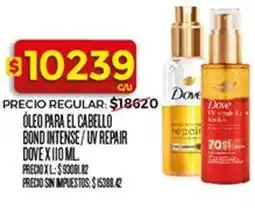 Supermercados DIA Dove - óleo para el cabello bond intense / uv repair oferta