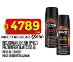 Supermercados DIA Axe - desodorante cherry spritz / peach infusion oferta