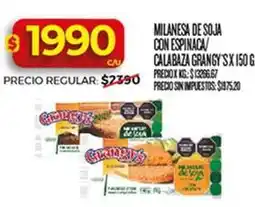 Supermercados DIA Milanesa de soja con espinaca/ calabaza grangy's oferta