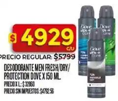 Supermercados DIA Dove - desodorante men fresh/dry/protection oferta