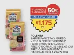 Carrefour Presto pronta - polenta sabor panceta y queso oferta