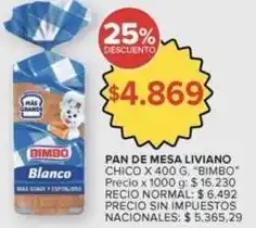 Carrefour Bimbo - pan de mesa liviano chico oferta