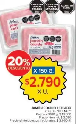Carrefour Jamón cocido feteado oferta