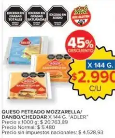 Carrefour Adler - queso feteado mozzarella/danbo/cheddar oferta