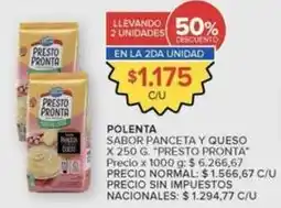 Carrefour Market Presto pronta - polenta sabor panceta y queso oferta