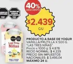 Carrefour Market Las tres niñas - producto a base de yogur vainilla/frutilla oferta