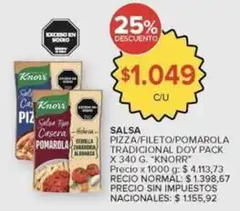 Knorr - salsa pizza/fileto/pomarola tradicional doy pack