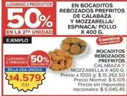 Carrefour Market Bocaditos rebozados prefritos de calabaza y mozzarella/ espinaca/ pollo oferta