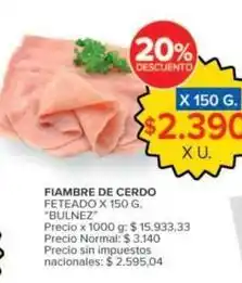 Carrefour Market Fiambre de cerdo feteado oferta