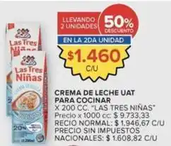 Carrefour Market Las tres niñas - crema de leche uat para cocinar oferta