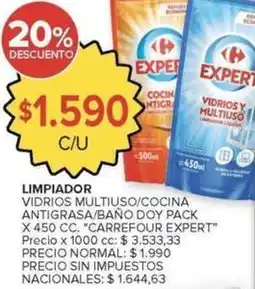 Carrefour Market Carrefour - limpiador vidrios multiuso/cocina antigrasa/baño doy pack x 450 cc oferta