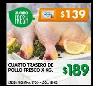 Jumbo Cuarto trasero de pollo fresco x kg oferta