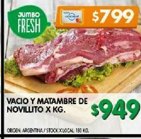 Jumbo Vacio y matambre de novillito x kg oferta