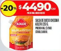 Supermercados DIA Adler salsa de queso cheddar oferta