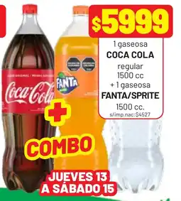 Almacor Coca cola gaseosa regular + 1 gaseosa fanta/sprite oferta