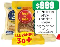 Almacor Bon o bon alfajor chocolate simple negro/blanco oferta