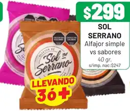 Almacor Sol serrano alfajor simple vs sabores oferta