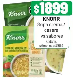 Almacor Knorr sopa crema / casera vs sabores sobre oferta
