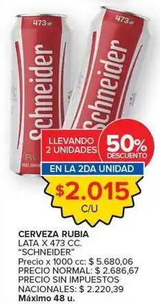 Carrefour Market Schneider - cerveza rubia lata oferta