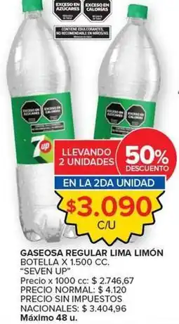 Carrefour Market Seven up - gaseosa regular lima limón oferta