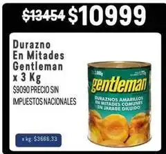 Makro Gentleman - durazno en mitades x 3 kg oferta