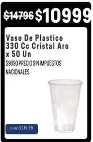 Makro Cristal - vaso de plastico 330 cc aro x 50 un oferta
