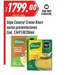 Supermercados Comodin Knorr - sopa casera/ crema varias presentaciones cod. 13691/8/20664 oferta