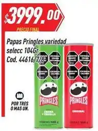 Supermercados Comodin Pringles - papas variedad selecc 104gr cod. 44616/7/8 oferta