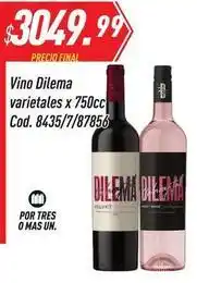 Supermercados Comodin Dilema - vino varietales x 750cc. cod. 8435/7/87856 oferta