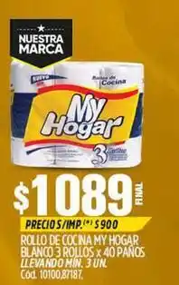 Supermercados Yaguar My hogar - rollo de cocina blanco 3 rollos x 40 paños oferta